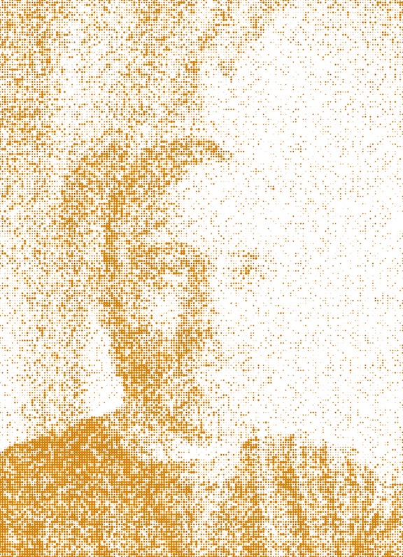 A distorted image of the author